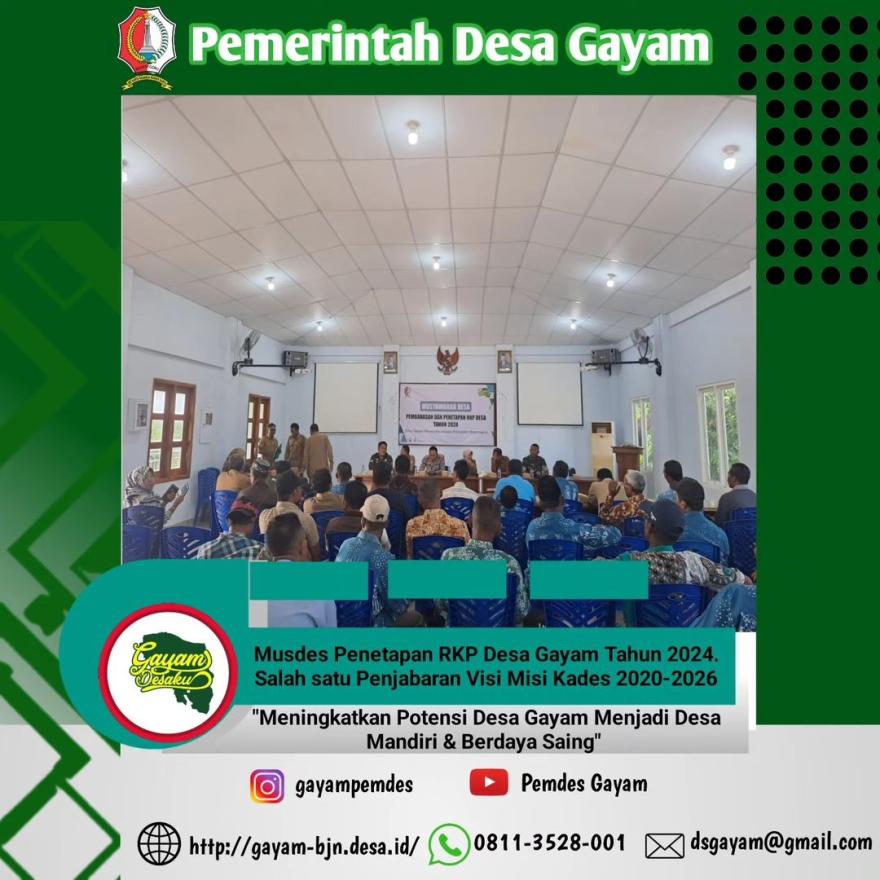 Musdes Penetapan RKP Desa Gayam Tahun 2024